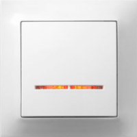 Biały łącznik jednoklawiszowy Ospel Impresja z pomarańczowym podświetleniem