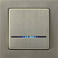 Łącznik jednoklawiszowy Ospel Sonata Nowe Srebro z niebieskim podświetleniem