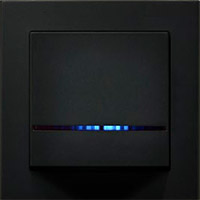 Czarny łącznik jednoklawiszowy Ospel Sonata z niebieskim podświetleniem