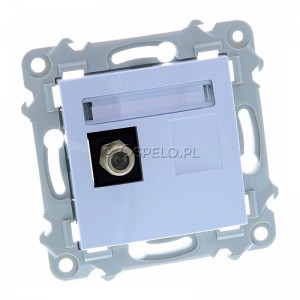 Gniazdo antenowe pojedyncze Typu F Biały Ospel Szafir - Widok z przodu