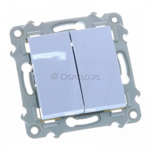 Łącznik podwójny 10A (Szybkozłącza) Biały Ospel Szafir - Widok z przodu